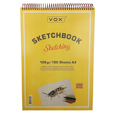 VOX Art Sketchbook Eskiz Defter A3 100gr 100 Yaprak İvory Krem