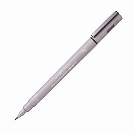 Uni Pin Brush Pen Fırça Uçlu Çizim Kalemi Light Grey Açık Gri