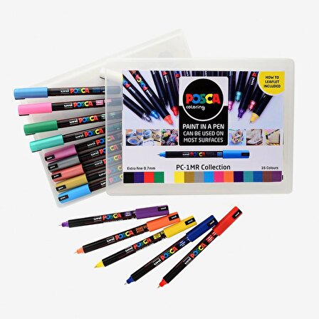 Uni Posca Marker Pc-1mr (0.7mm) Tüm Renkler 16'lı Set