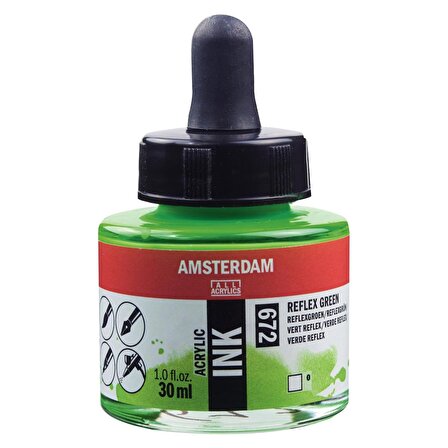 Amsterdam AMSTERDAM AKRİLİK MÜREKKEP : Acrylic Ink : 30ml : Reflex Green 672