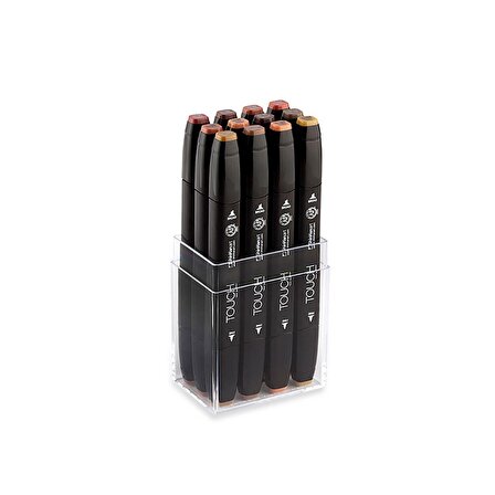 Shinhan Art Touch Twin Marker Pen : Çift Uçlu Marker Kalemi : 12Lİ SET AHŞAP RENKLERİ