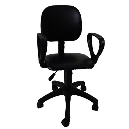 Bilgisayar Sekreter Ofis Ev Öğrenci Eko Çalışma Sandalyesi Deri Döşeme Siyah