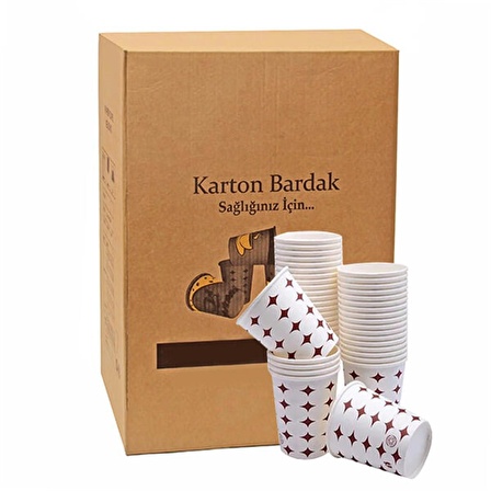 Kağıt Karton Bardak Tek Kullanımlık Çay Kahve Bardağı - 7 Oz - 3000 Adet / Koli