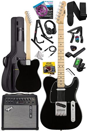 Midex TLX-50BK-50AMP Tele Kasa Maple Klavye 2 Single-Coil 50W Amfili Elektro Gitar