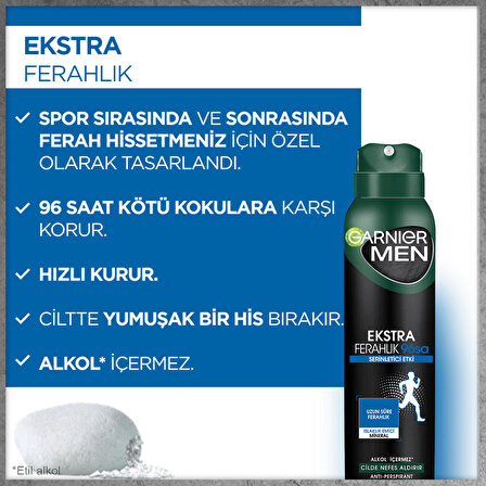 Garnier Extra Ferahlık Antiperspirant Ter Önleyici Leke Yapmayan Erkek Sprey Deodorant 150 ml