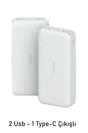 Redmi 30000 Mah Taşınabilir Şarj Cihazı - USB-C - 18 W 2 Çıkışlı Powerbank Beyaz & Siyah