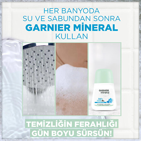 Garnier Saf & Temiz Antiperspirant Ter Önleyici Leke Yapmayan Kadın Roll-On Deodorant 