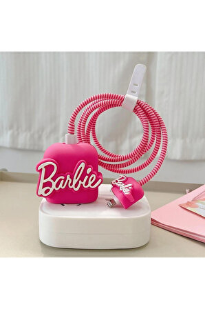 iPhone 18W/20W Uyumlu Barbie Şarj Kılıfı, Şarj Kablosu Örme Aparatı, Toparlayıcı, Kablo Koruyucu