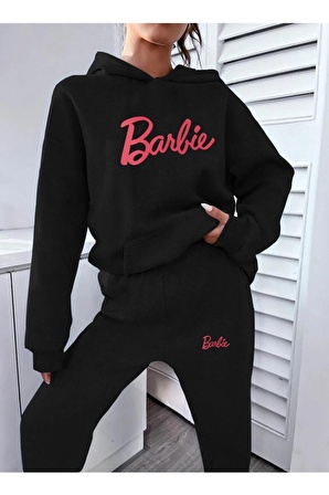Barbie Baskılı Sweatshirt Alt Üst Eşofman Takımı