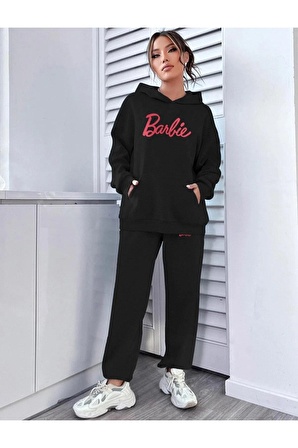 Barbie Baskılı Sweatshirt Alt Üst Eşofman Takımı