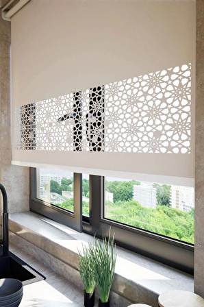 Lazer Kesim Mat Stor Perde Açık Kahverengi PLZ-101003