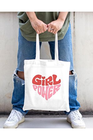 Girl Power Baskılı Bez Çanta