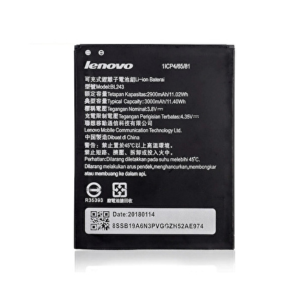  Lenovo A7010 ile Uyumlu İthal Pil BL256