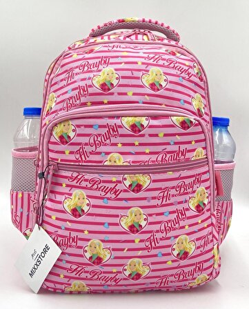 Kız Desenli Pembe Renk Master Pack Beslenmelik ve Kalemlikli Kız Çocuk Sırt İlkokul Çantası