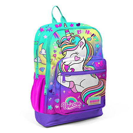 Coral High Kids Unicorn Desenli Dört Bölmeli Okul Sırt Çantası 23729