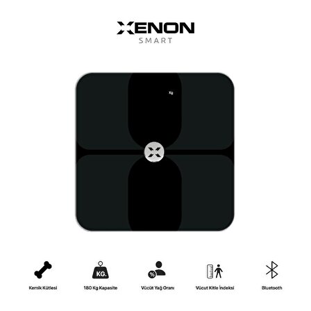 Xenon Smart Akıllı Dijital 8703 Tartı Baskül Yağ Su Kas Vücut Kitle Endeksi Kilo Ölçer Tartı Bluetooth Bağlantılı 