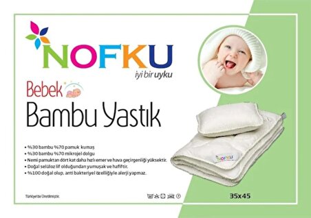 Nofku Bebe Bambu Yastık 35X45