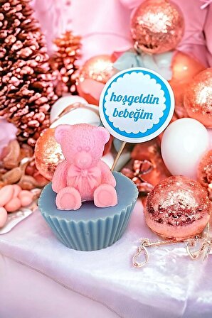 Hoşgeldin Bebek Yeni Doğan Kokulu Mum 1 Adet Pembe Ayıcıklı