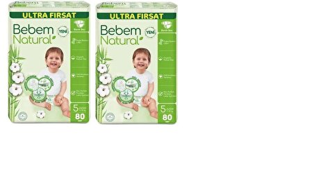 MolfixBebem Natural Bebek Bezi Ultra Fırsat Paketi Junior 5 No 80 x 2 Adet