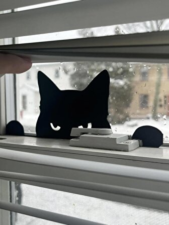 Siyah Kedi Silüeti Pencere Dekorasyonu