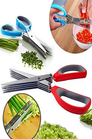 Sebze Doğrama Makası Çelik Mutfak 5 Bıçaklı Çoklu Yeşillik Doğrama Kesme Makası