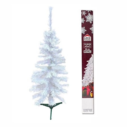 Beyaz Yılbaşı Çam Ağacı 90 cm, 76 Dal Ekonomik Boy Noel Ağacı