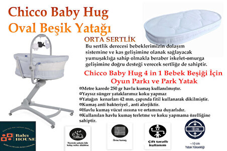 Chicco Baby Hug Uyumlu Anne Yanı Oval 35x75x10 Cm Havlu Kumaş Beşik Yatağı