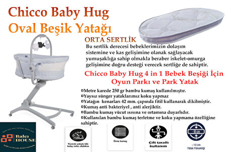 Chicco Baby Hug Uyumlu Anne Yanı Oval 35x75x10 Cm Bambu Beşik Yatağı