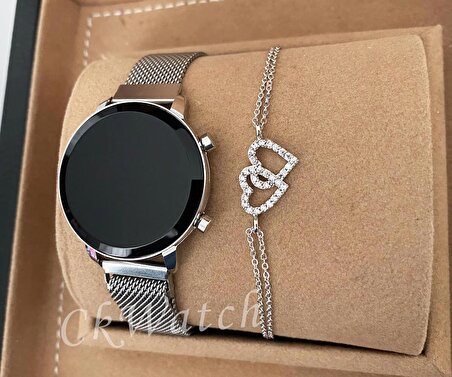 Tuşlu Dijital Ekran Kadın Kol Saati , Gümüş Renk Kol Saati BİLEKLİK HEDİYELİ Kız arkadaşa hediye Doğum günü hediyesi
