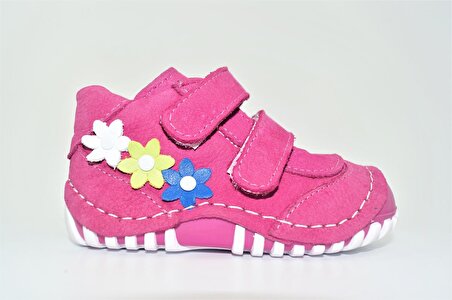 Sıraç Baby Fuşya Rengi Hakiki Deri Full Ortapedik Kız Bebek İlk Adım Ayakkabısı