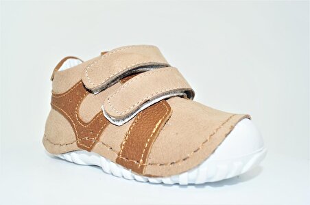 Sıraç Baby Kahverengi  Hakiki Deri Full Ortapedik Erkek Bebek İlk Adım Ayakkabısı