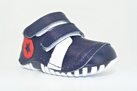 Sıraç Baby Lacivert  Hakiki Deri Full Ortapedik Erkek Bebek İlk Adım Ayakkabısı