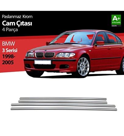 Bmw E46 Cam Çıtası 1998-2005 Krom 4 Parça Paslanmaz Çelik