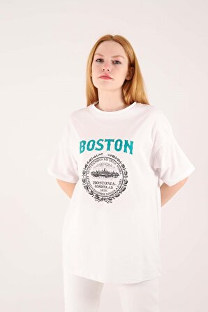 Boston Grafik Baskılı Tshirt