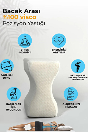 Beyaz Ortopedik Boyun Fıtığı Boyun Ağrısı İçin Yastık ve Bacak Arası Destek Minderi Boyun Düzleşmesi İçin Yastık