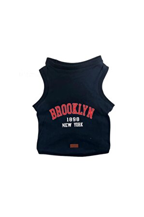 Kedi & Köpek Kıyafeti Atlet - Brooklyn Baskılı Siyah Atlet