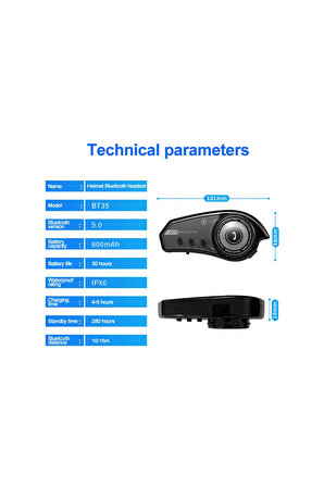 Vothoon Bt35 Kask Kulaklık Bluetooth 5.0 Motosiklet Interkom Su Geçirmez Kablosuz Kulaklık