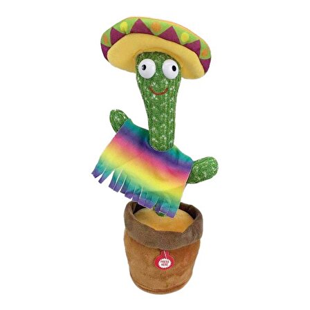 Konuşan Dans Eden Kaktüs Müzikli Işıklı Saksı Peluş Oyuncak - Cactus Toy - Dansçı Kaktüs