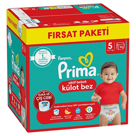 Prima Külot Bebek Bezi Fırsat Paketi 5 Beden 56'lı