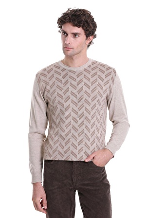 Vizon Regular Fit Jakarlı Bisiklet Yaka Yünlü Triko Kazak | XL