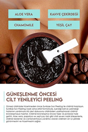 SunBae Sun Peeling Besleyici Arındırıcı Bronzlaştıran Yüz Vücut Scrub Peeling 100ml Kahve Çekirdeği Tozu