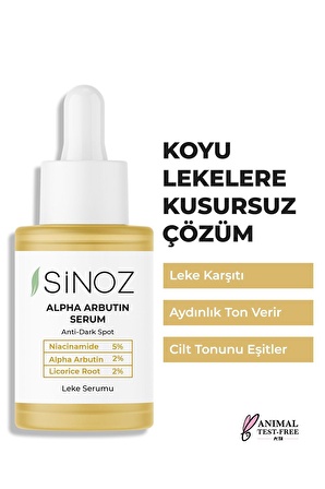 Sinoz Koyu Leke Karşıtı Arbutin Cilt Serumu (Niacinamide 5% + Alpha Arbutin 2%) 30 ML