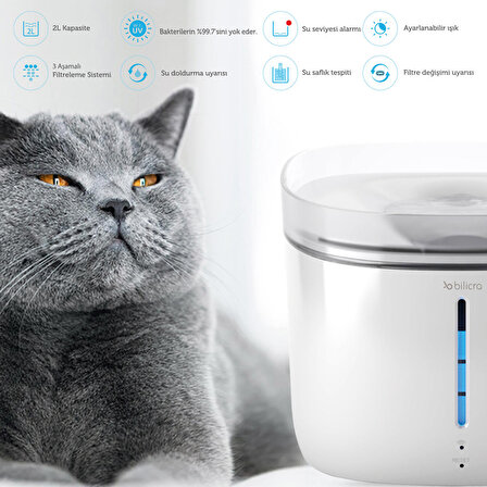 Bilicra Hydra Akıllı Otomatik Elektrikli Kedi Köpek Su Pınarı Kabı