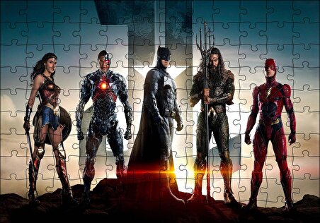 Cakapuzzle  Justice League Wonder Woman Batman Cyborg Aquaman Flash Puzzle Yapboz MDF Ahşap