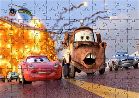 Cakapuzzle Disney Cars Şimşek McQueen ve Mater Puzzle Yapboz MDF Ahşap