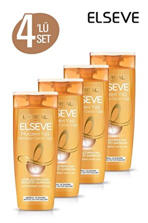L'Oréal Paris Elseve Mucizevi Yağ Tüm Saçlar İçin Canlandırıcı Hindistan Cevizli Şampuan 360 ml X 4 Adet