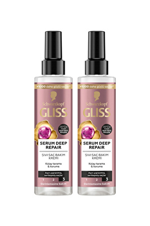 Gliss Serum Deep Repair Onarıcı Durulanmayan Sıvı Saç Kremi 200 ml x 2 Adet