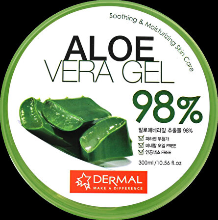 Dermal %98 Aloe Vera Jel Saç,cilt Ve Vücut Için Nemlendirici Ve Yatıştırıcı 300 ml