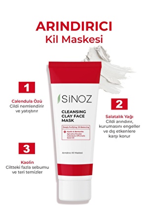 Sinoz Akne Ve Siyah Nokta Karşıtı Arındırıcı Yüz Bakım Kil Maskesi 50 ml Tüm Ciltler Için