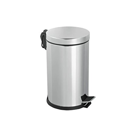 Efor Paslanmaz 430 Krom Metal İç Kovalı Pedallı Ofis Banyo Mutfak Çöp Kutusu Kovası - 5 Litre